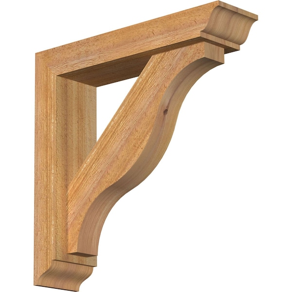 Ekena Millwork Funston Traditional Rough Sawn Bracket w/ Offset Brace, Western Red Cedar, 4"W x 16"D x 16"H BKT0402X16X16FST01RWR - main